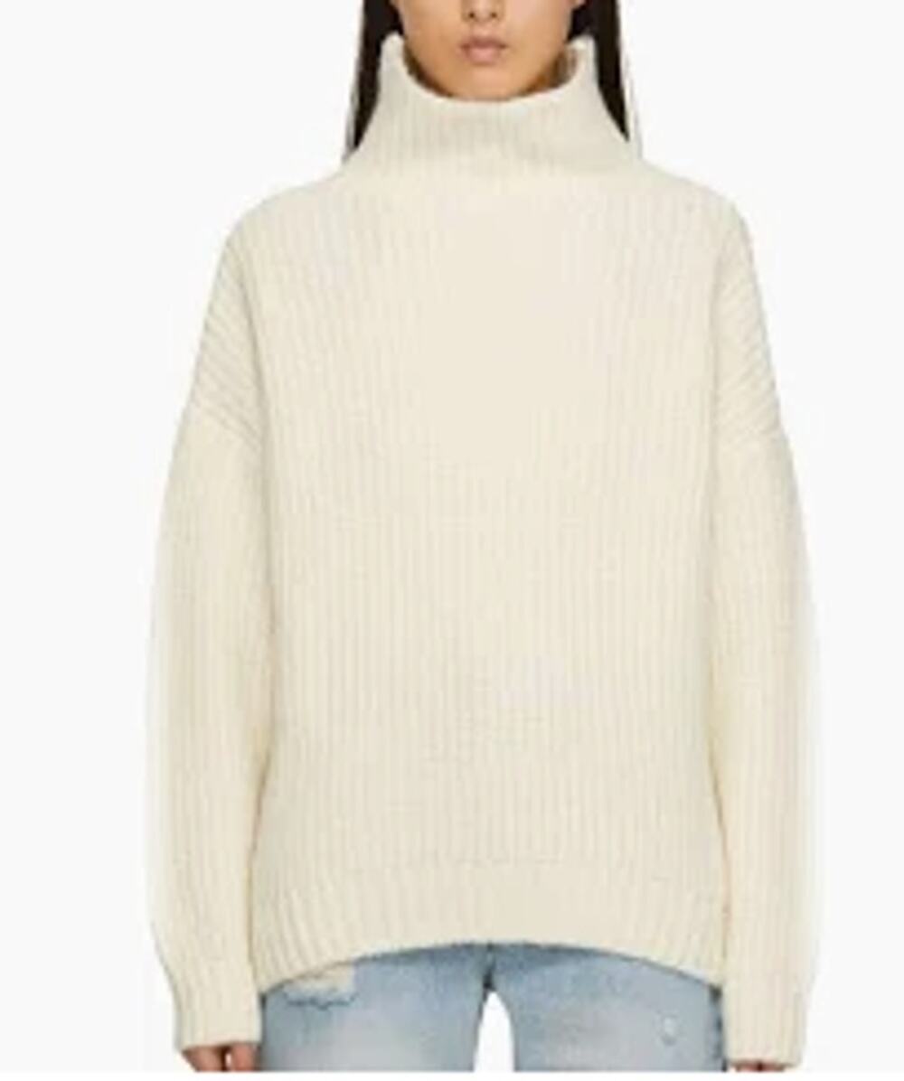 Anine Bing Sydney Alpaca Chunky Sweater Funnel Neck Cream Size Medium